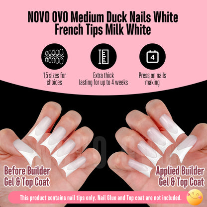 Medium Duck Nails White French Tips Milk White