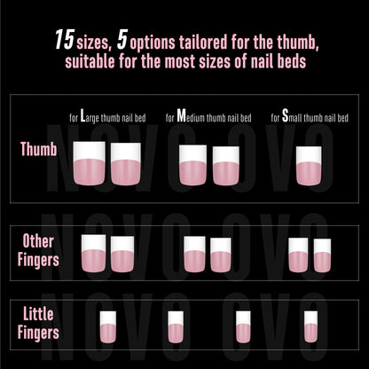 Short Sharp Square Nail Tips Wide White French Tip Berry Pink