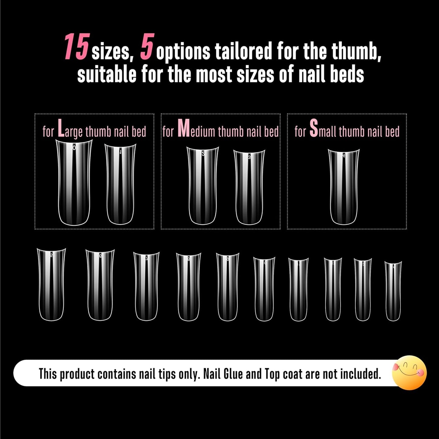 Long XL Sculpted Duck Nail Tips with Moon Curve Clear_240pcs