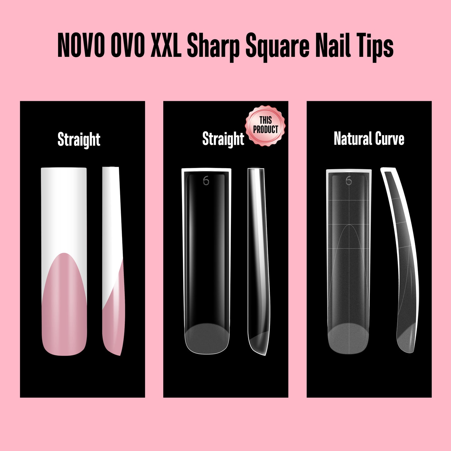 XXL Sharp Square Nail Tips Clear 240