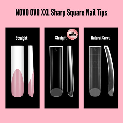 XXL Sharp Square Nail Tips Clear 240