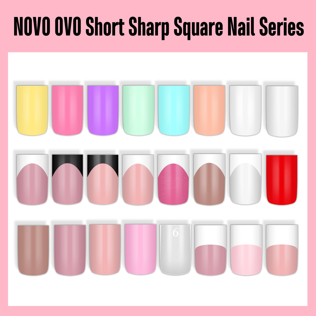 Short Sharp Square Pure Color Naili Tips Brown Pink 240
