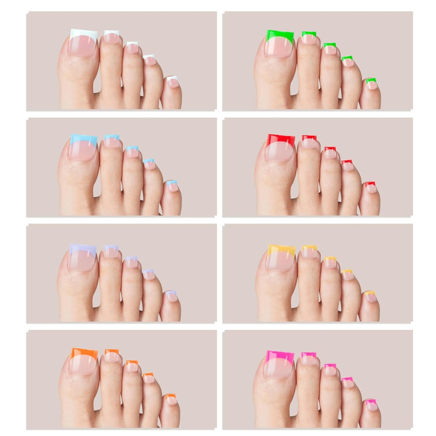 Sharp Square Toe Nail Tips Baby Pink 8 Mix Color