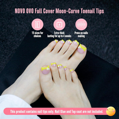 Sharp Square Toe Nail Tips with Moon Curve 15 Sizes 240 Pcs