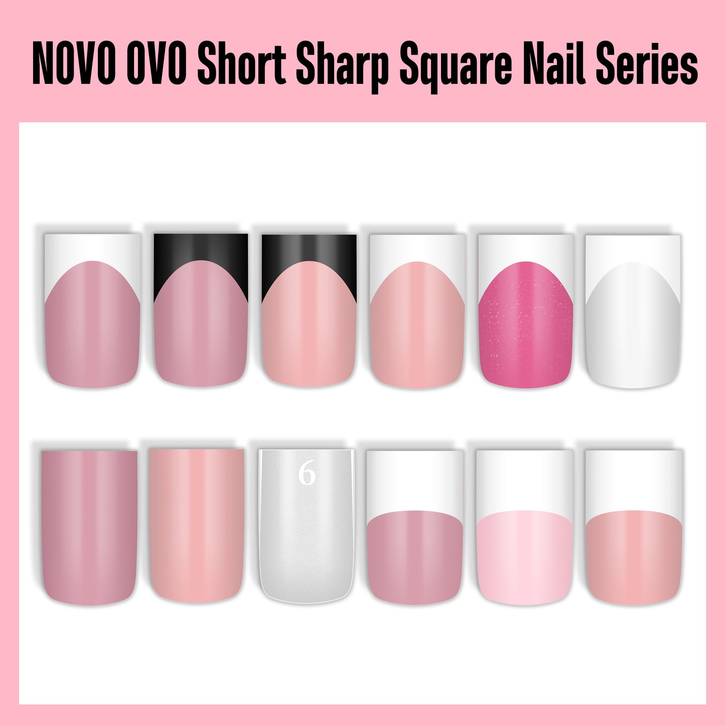 Short Sharp Square Nail Tips White French Tip Milky White