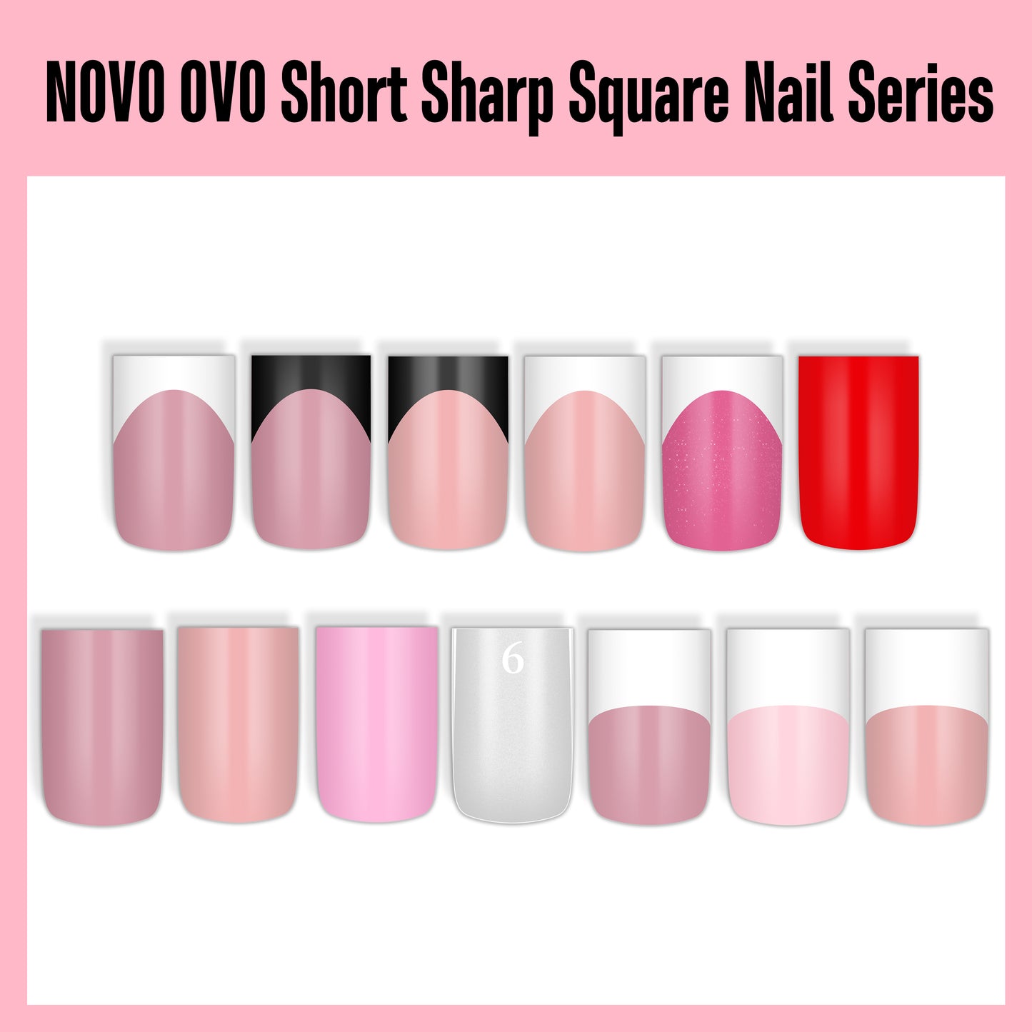 Short Sharp Square Nail Tips Pure Color Red