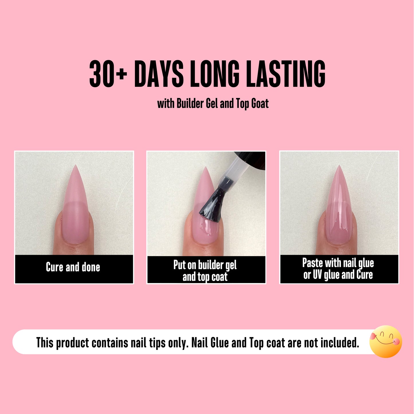 Medium or Long Pure Color Sharp Stiletto Nail Tips Berry Pink
