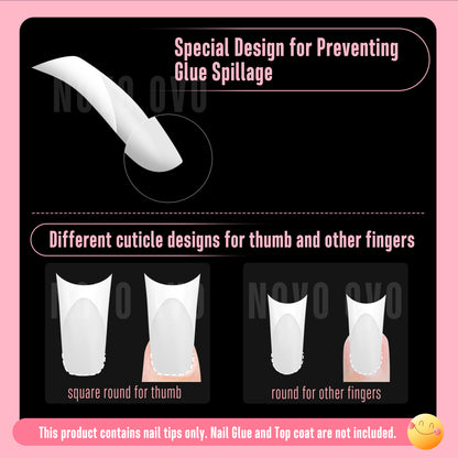 Medium Duck Nails White French Tips Milk White