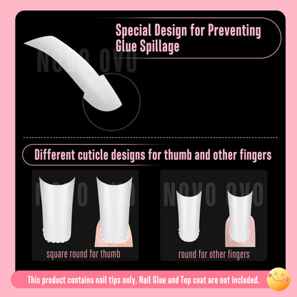 Medium Duck Nails Pure Color Milky White