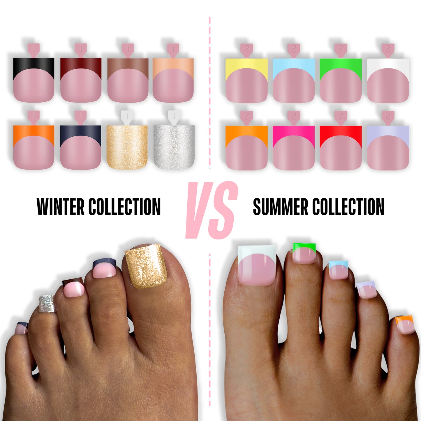 Sharp Square Toe Nail Tips BERRY PINK 8 Color For Winter