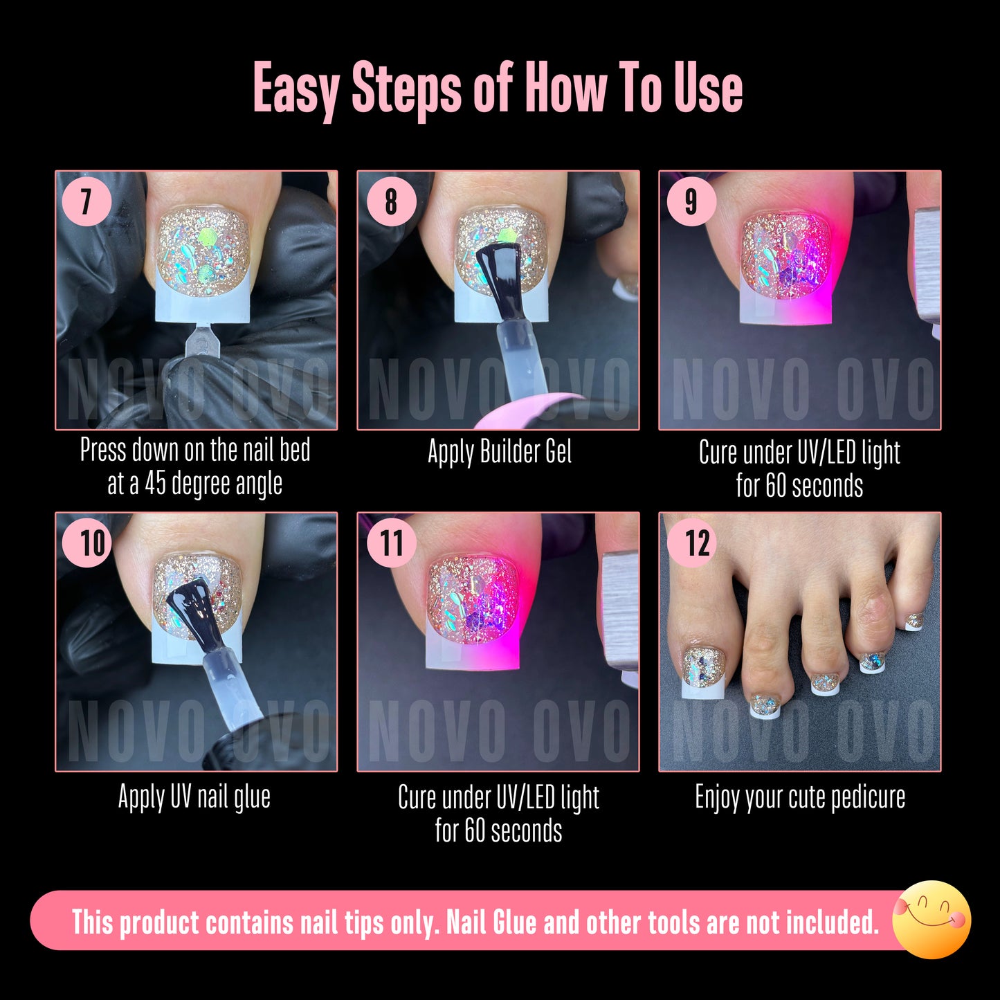 Sharp Square Toe Nails Clear with White French Tip Line