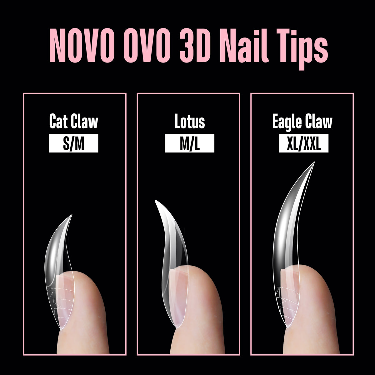 Eagle Claw Curved Stiletto 3D Nail Tips Baby Pink 128