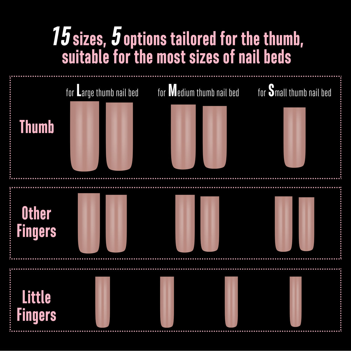 Long Sharp Square Pure Color Nail Tips Brown Pink 180