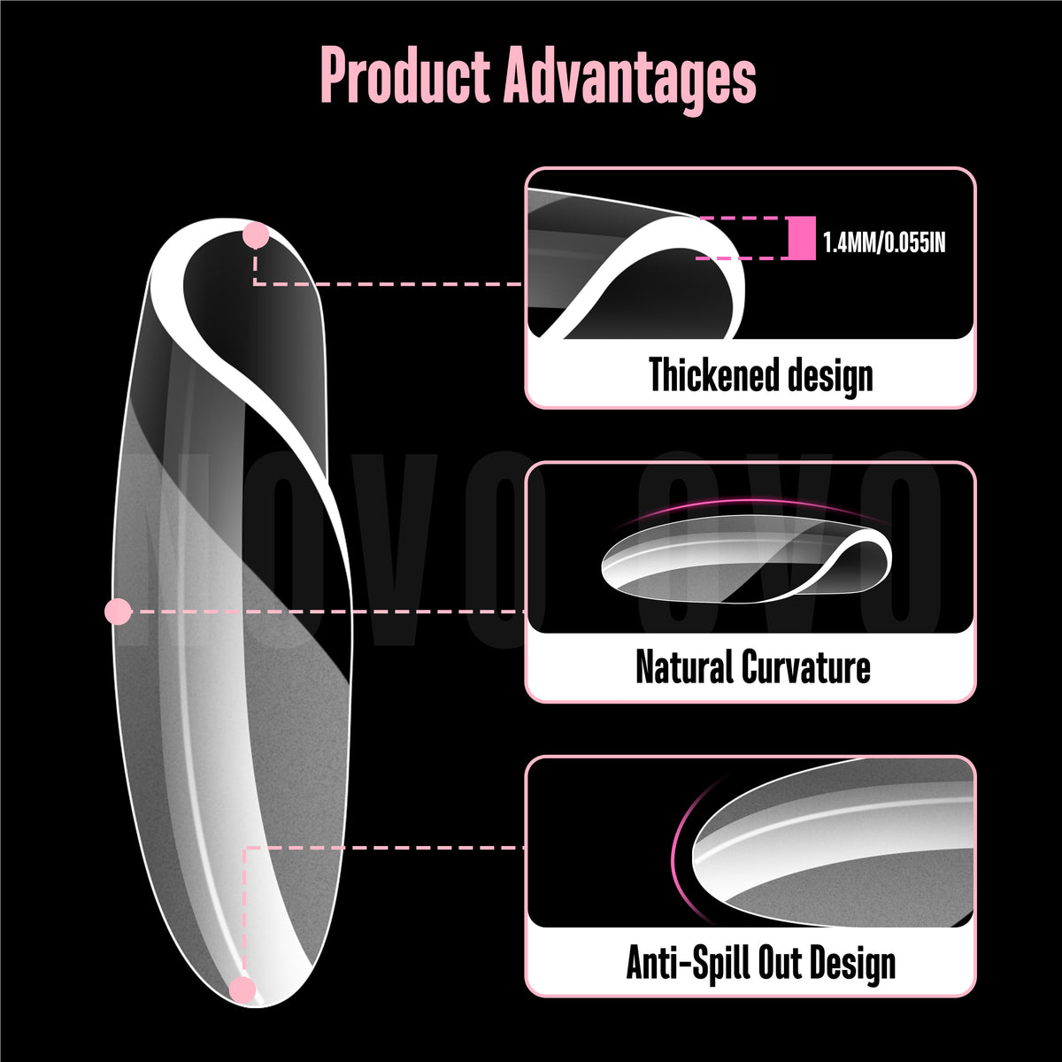 Square Round Short Thick Nail Tips 240