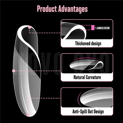 Square Round Short Thick Nail Tips 240