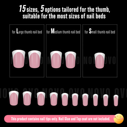 Short Round Duck Nail Tips White French Tips Berry Pink 240