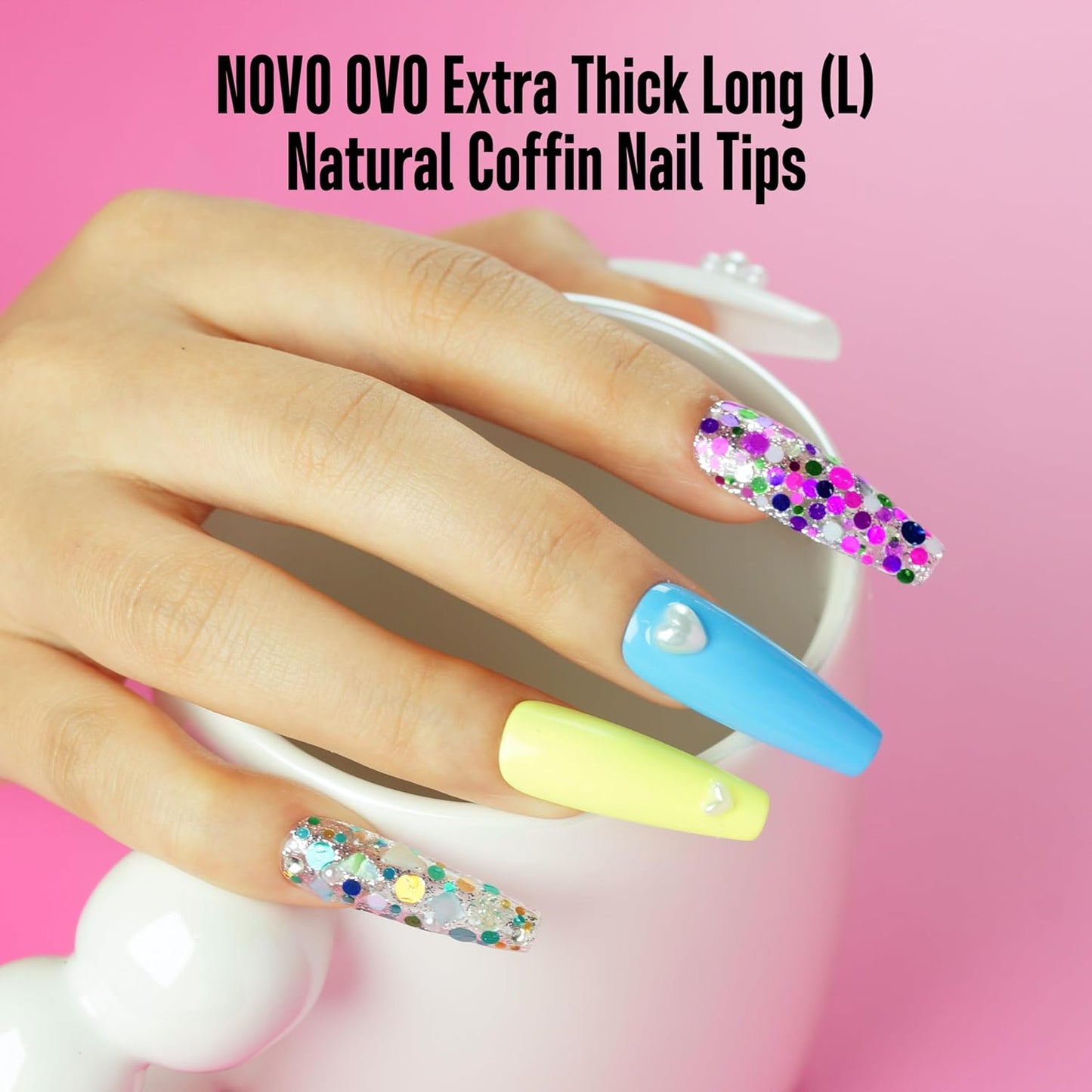 L Natural Thick Coffin Nail Tips