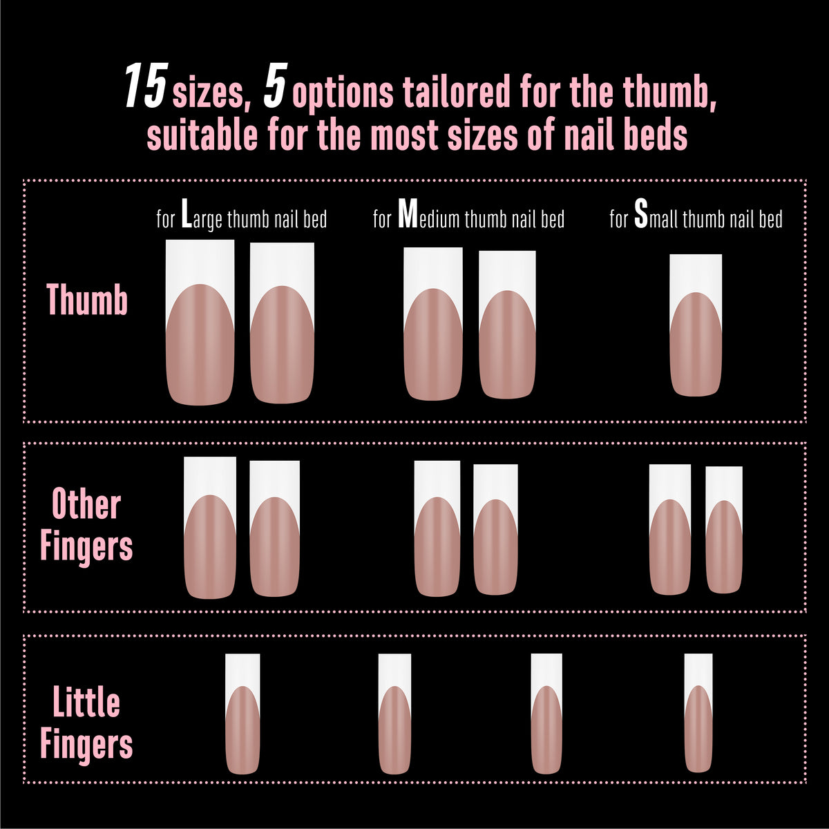 Long Sharp Square White French Tip Naili Tips Brown Pink 180