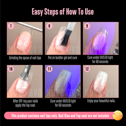 Half Cover Short Coffin Clear Nail Tips 224