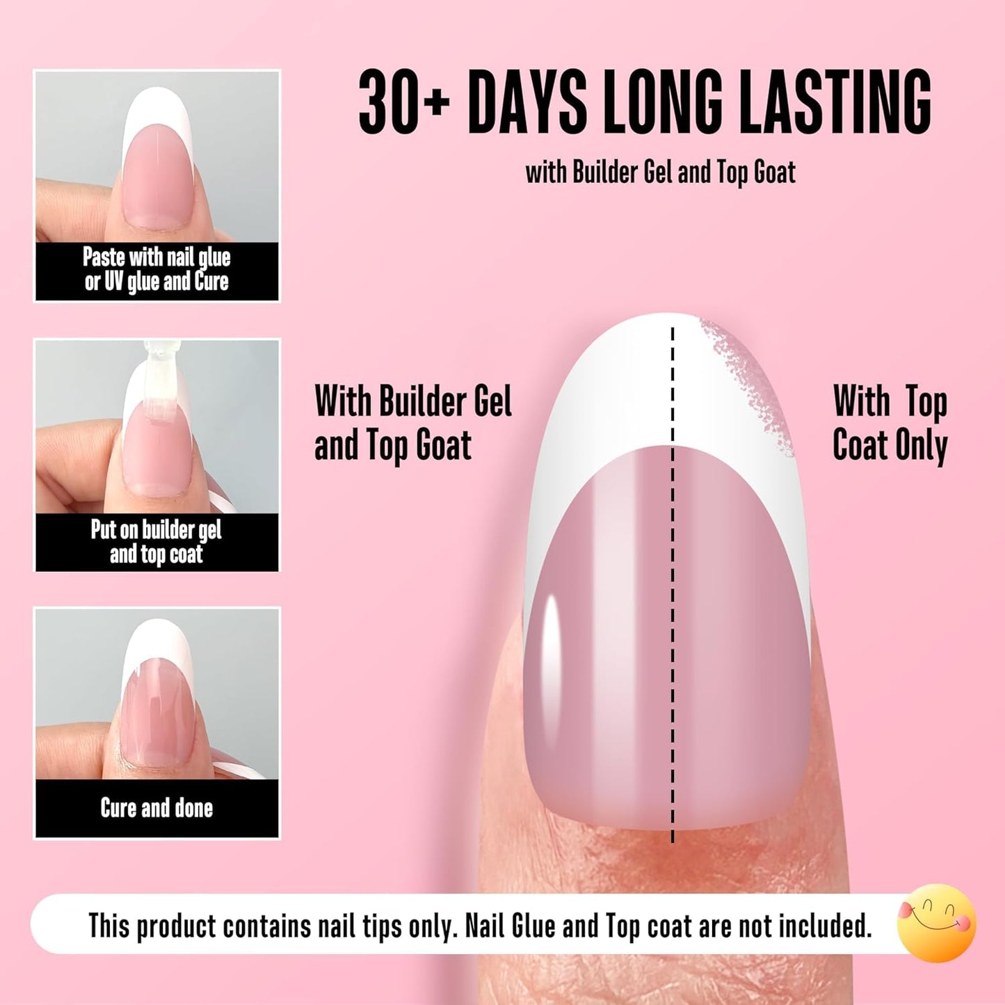 Medium Oval White French Tip BERRY PINK