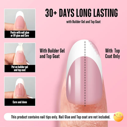 Medium Oval White French Tip BERRY PINK