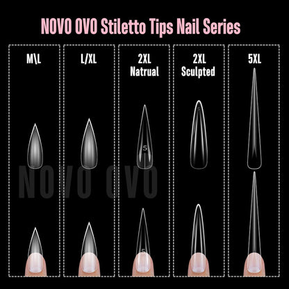 Medium or Long Clear Sharp Stiletto Nail Tips 480