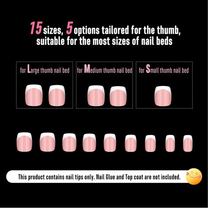 Square Round Short White French Tips Baby Pink