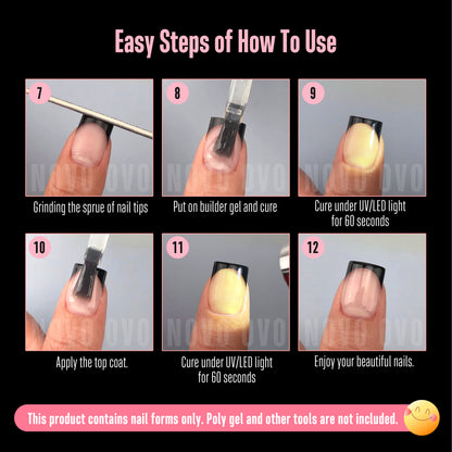 Half Cover Short Square Black French Tip Nail Tips 224