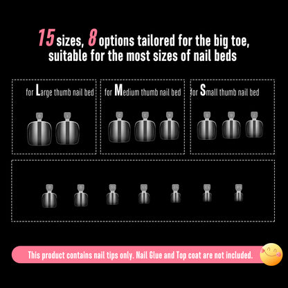 Square Round Toe Nail Tips Clear 150