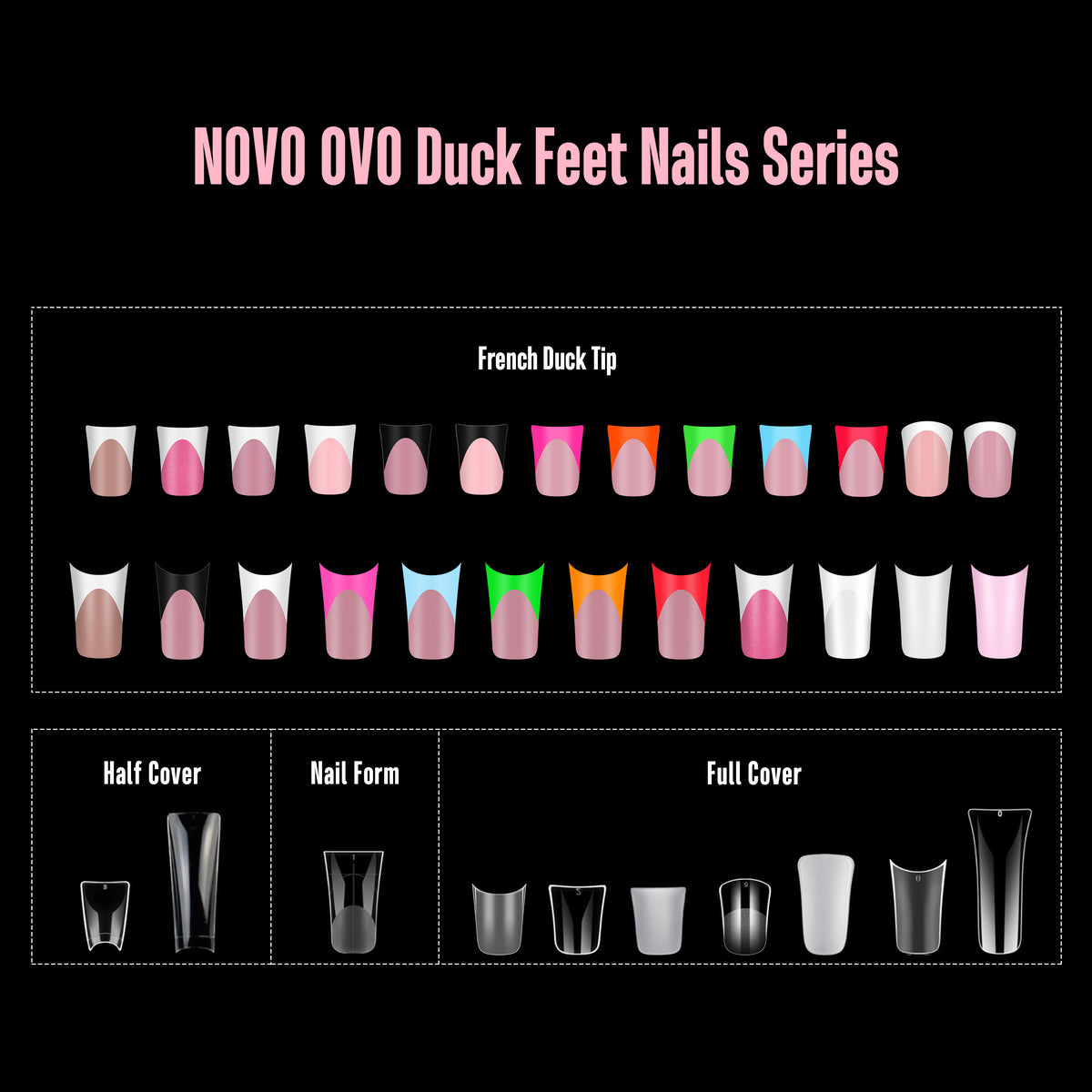 Short Round Duck Nail Tips White French Tips Baby Pink 240