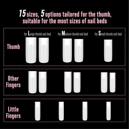 Long Sharp Square White French Tip Nail Tips Milky White