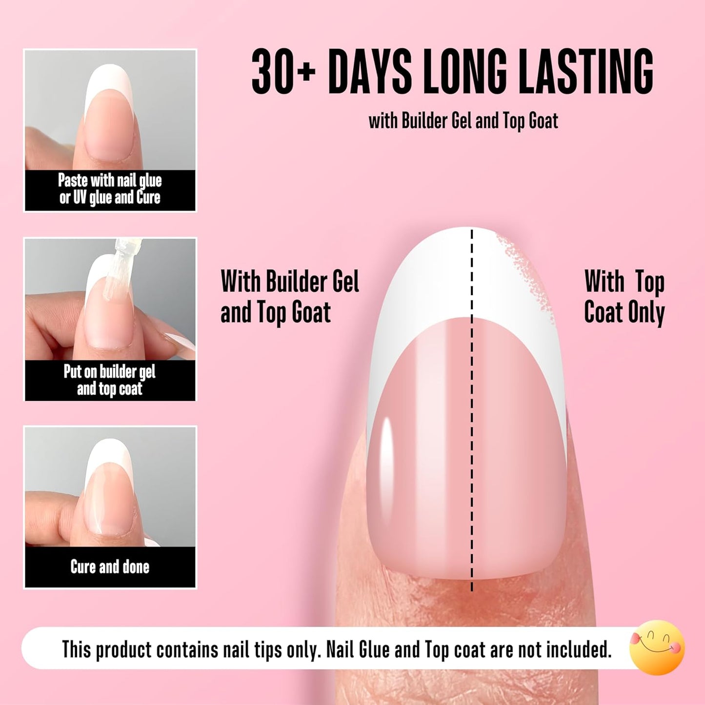 Medium Oval White French Tip BABY PINK