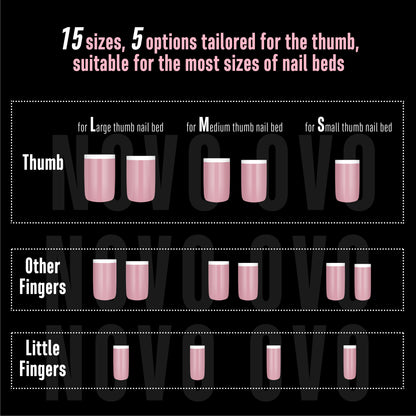 Short Sharp Square White Mirco French Tip Nail Tips Berry Pink 240