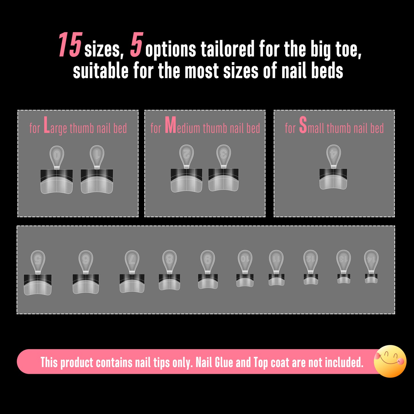 Half Cover Toe Nail Tips Black French Tip