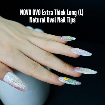 L Natural Thick Oval Nail Tips
