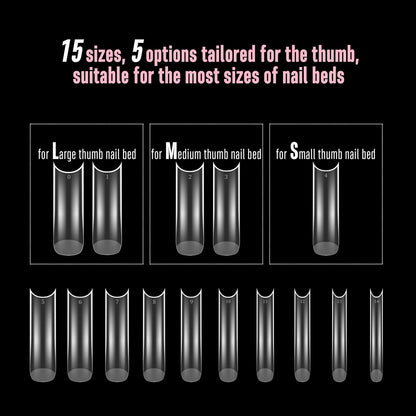 Halloween XXL Square Nail Tips with Sharp Point Moon Curve