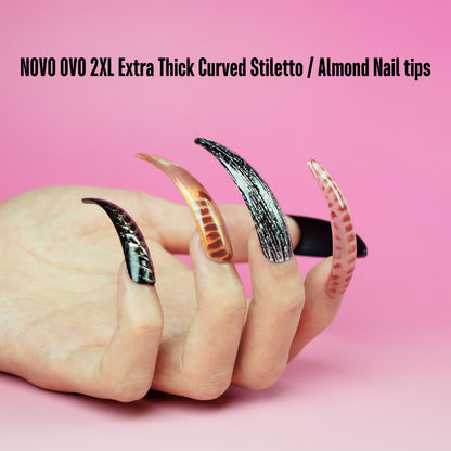 XXL Curved Stiletto Almond Nail Tips 300
