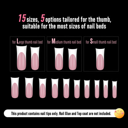 Long XL Sculpted White French Tip Duck Nail Tips
