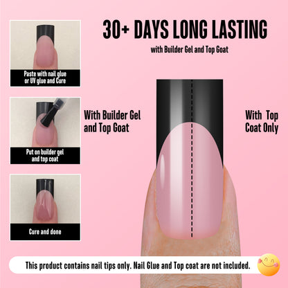 Meidum Sharp Square Black French Tip Naili Tips Berry Pink 180