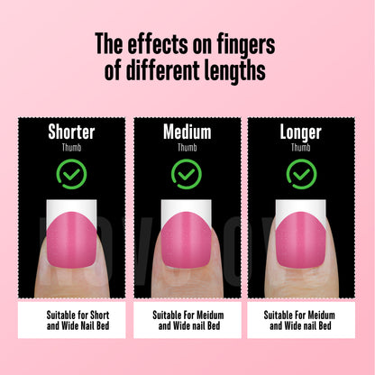 Short Sharp Square Nail Tips White French Tip Rose Pink