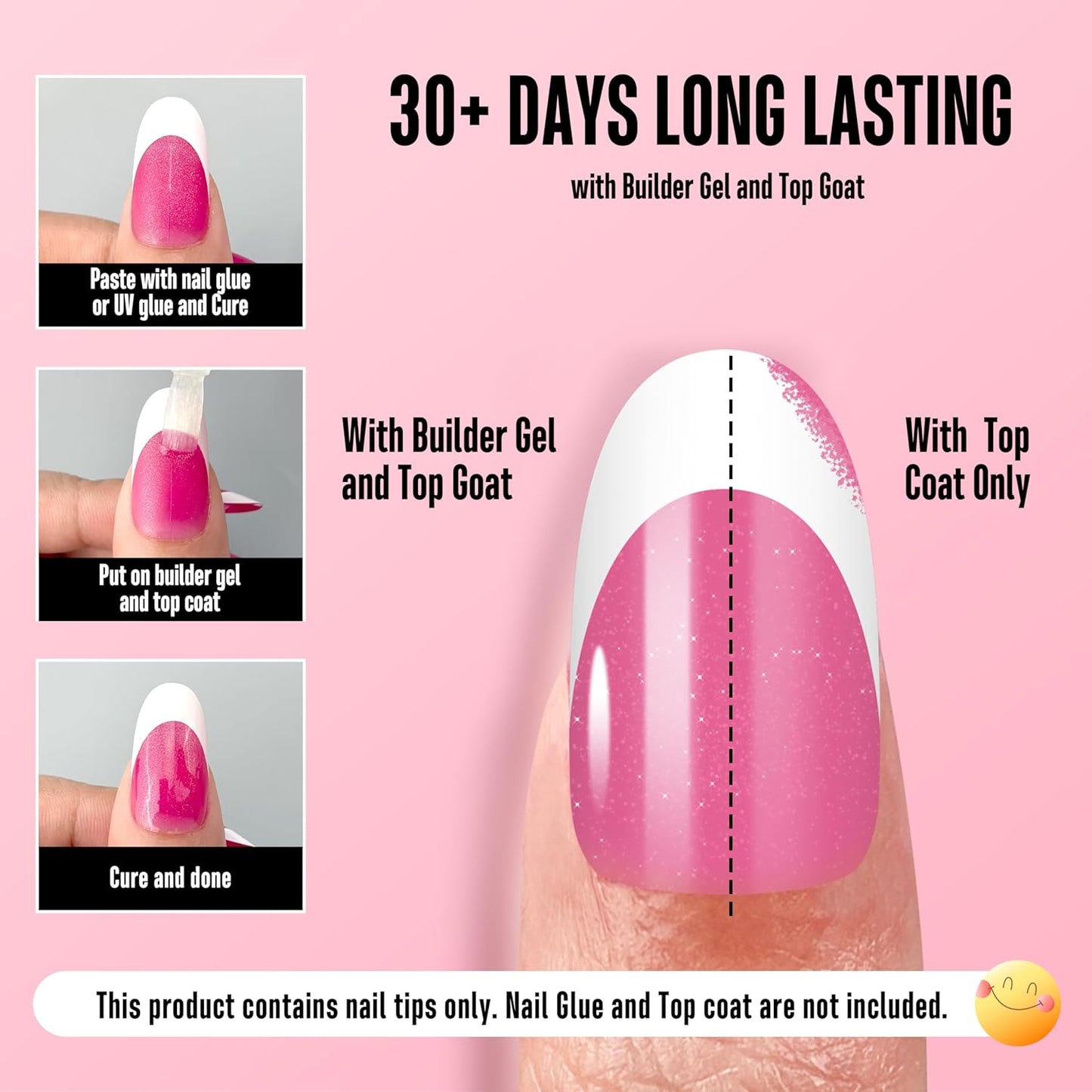 Medium Oval White French Tip ROSE PINK