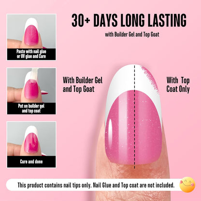Medium Oval White French Tip ROSE PINK