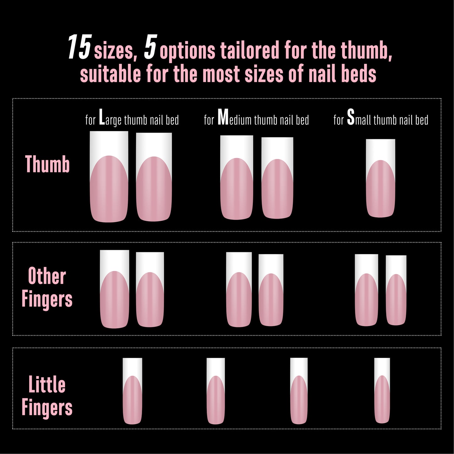 Long Sharp Square White French Tip Nail Tips Berry Pink 180