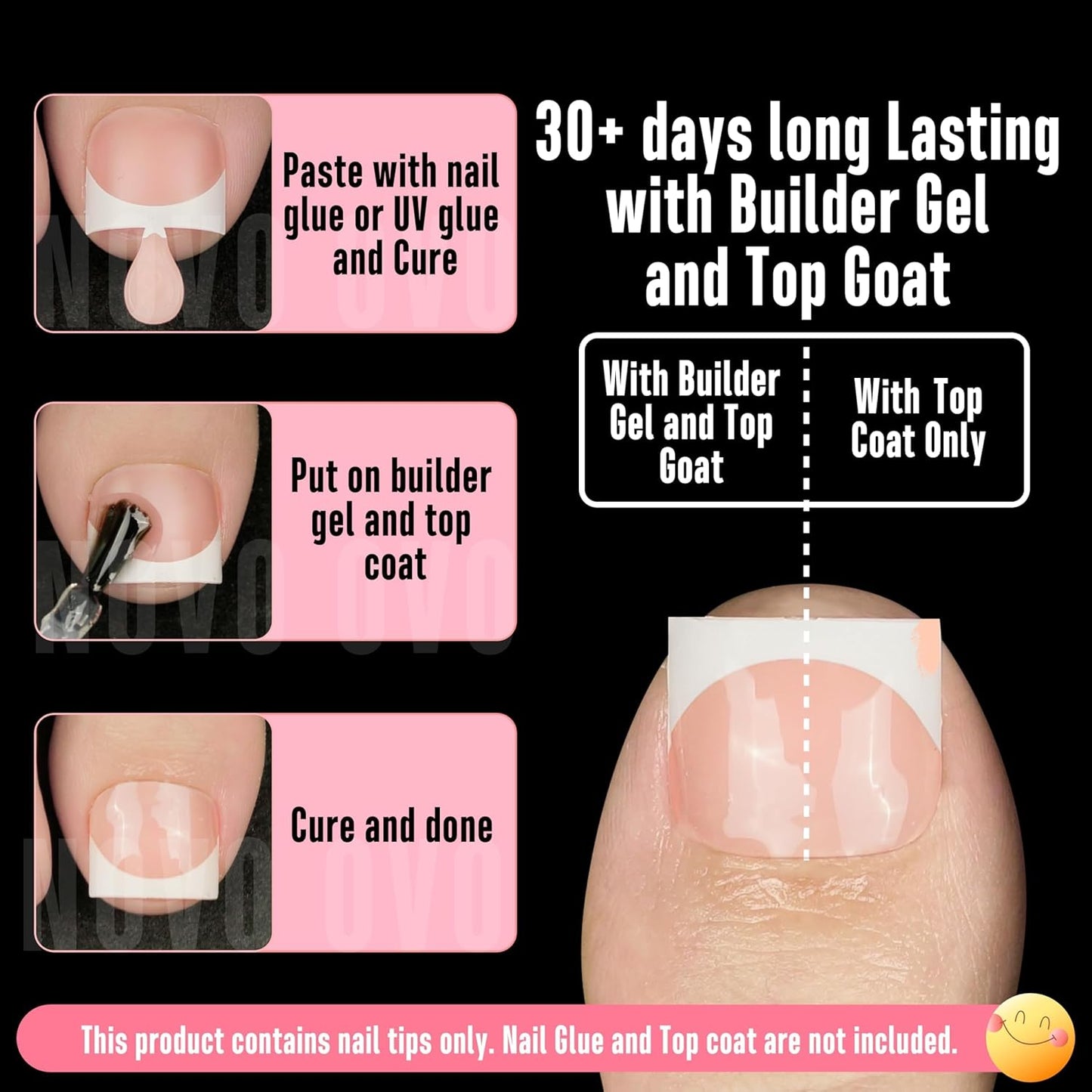 Extra Short Sharp Square Toe Nail Tips White French Tip Baby Pink