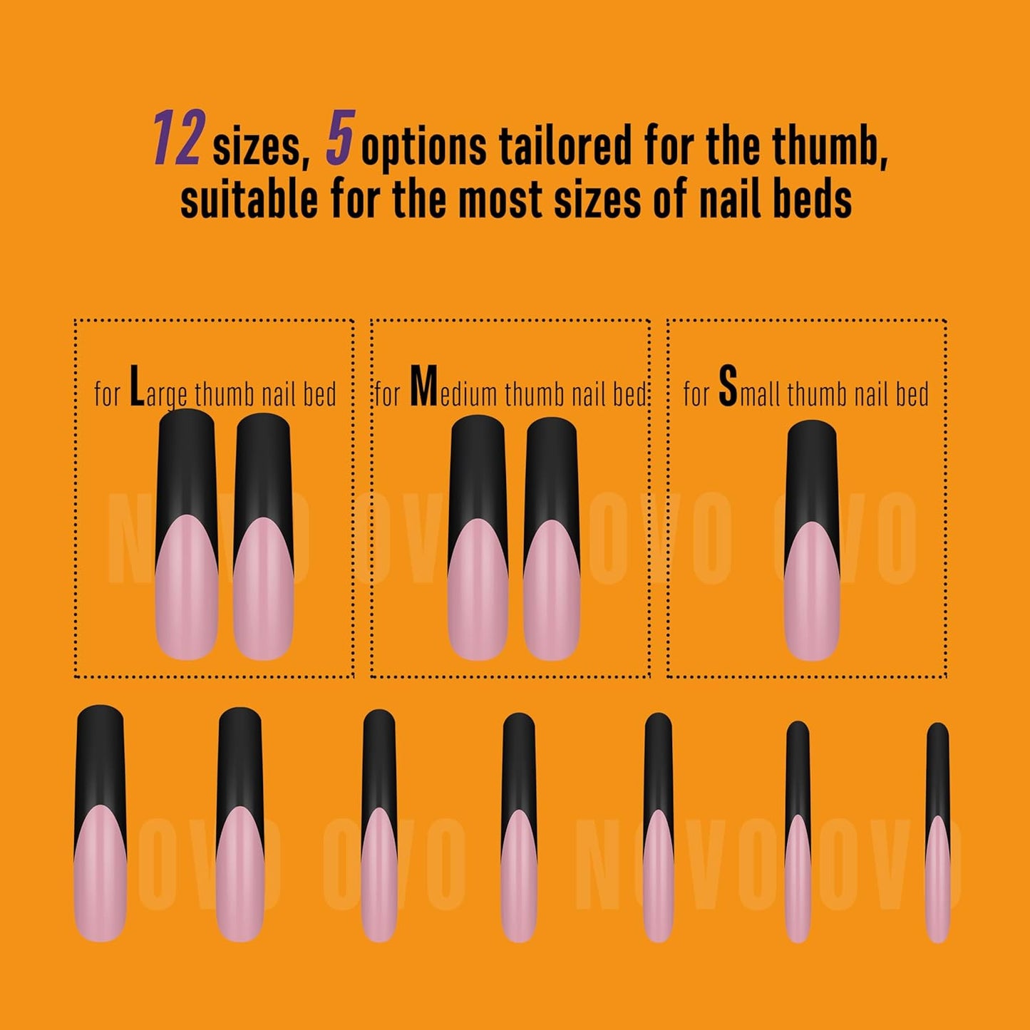 Halloween Curved Square XXL Black French Tip Nail Tips