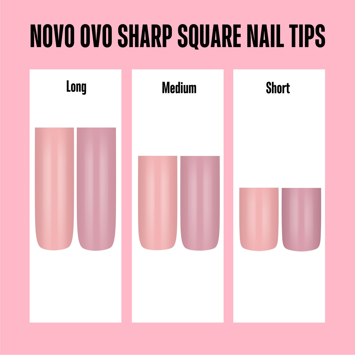 Meidum Sharp Square Pure Color Nail Tips Berry Pink 180