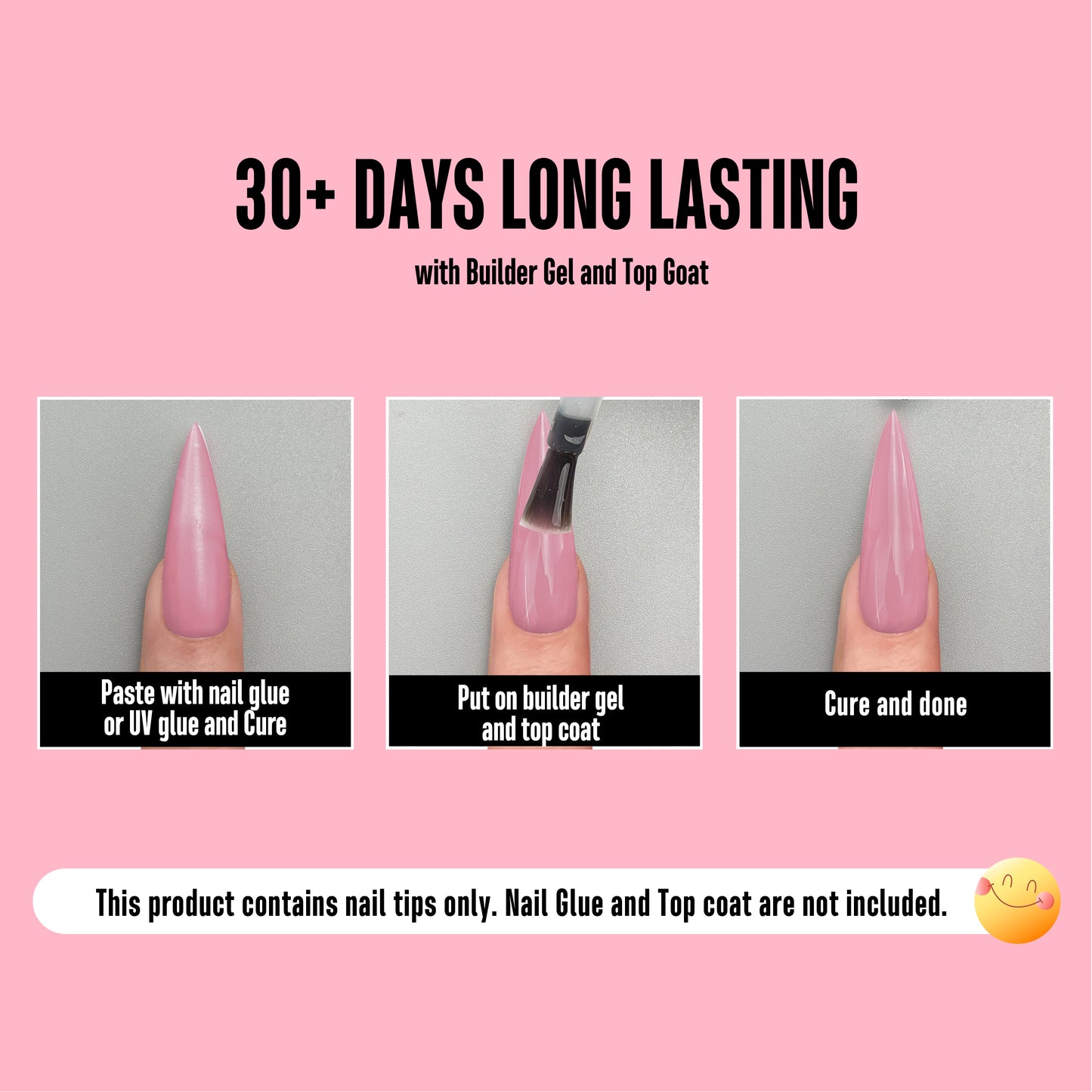 Long XL Pure Color Sharp Stiletto Nail Tips Berry Pink