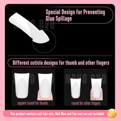 Short Duck Nails White French Tip Milky White 360