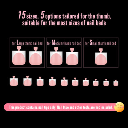 Sharp Square Deep Curve French Tip Toe Nail Tips Baby Pink 240