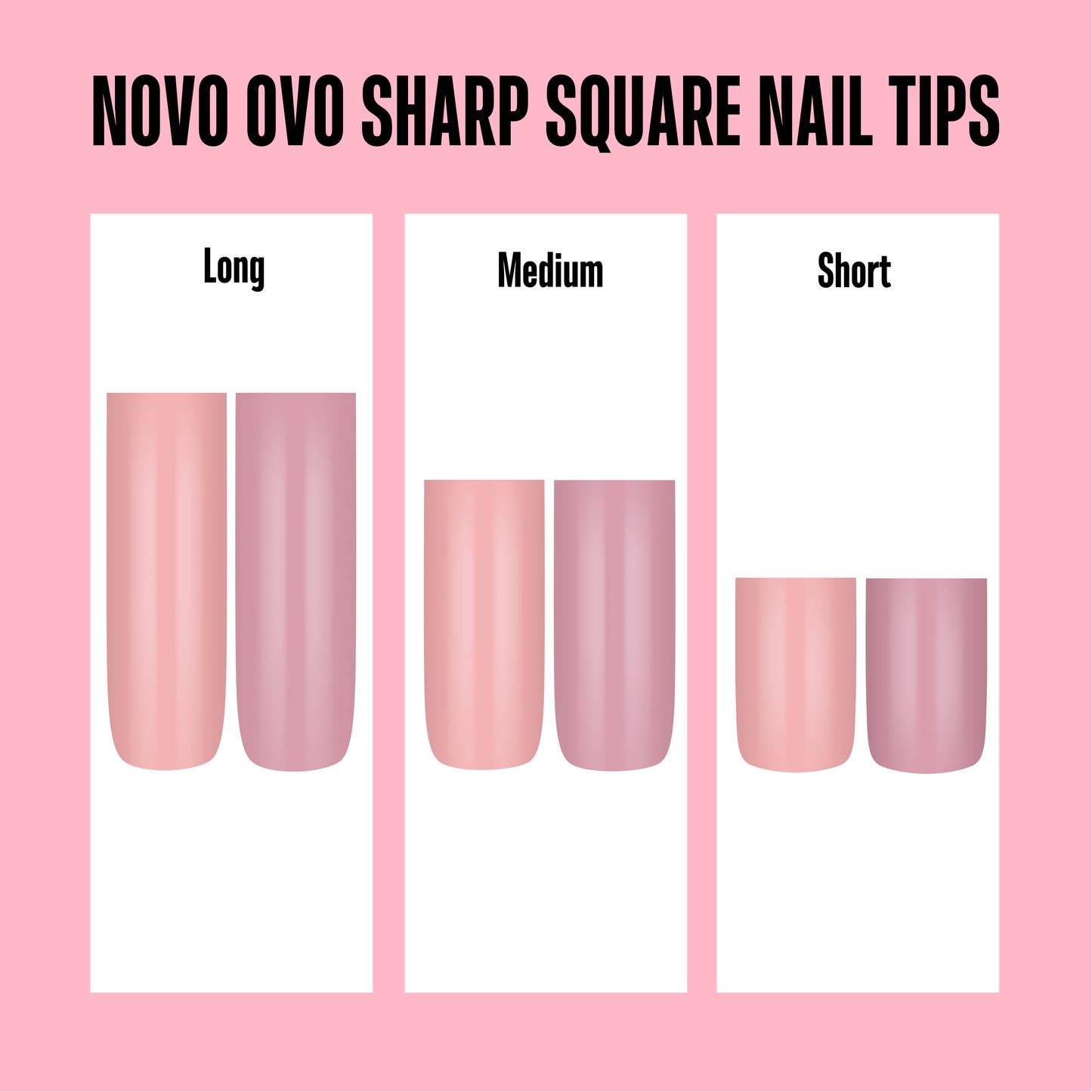 Long Sharp Square Pure Color Nail Tips Baby Pink 180